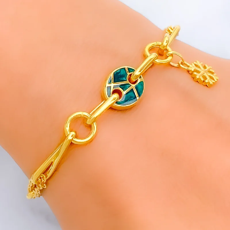 Women’s gold friendship bracelets-Lovely Bold Charm 21k Bracelet