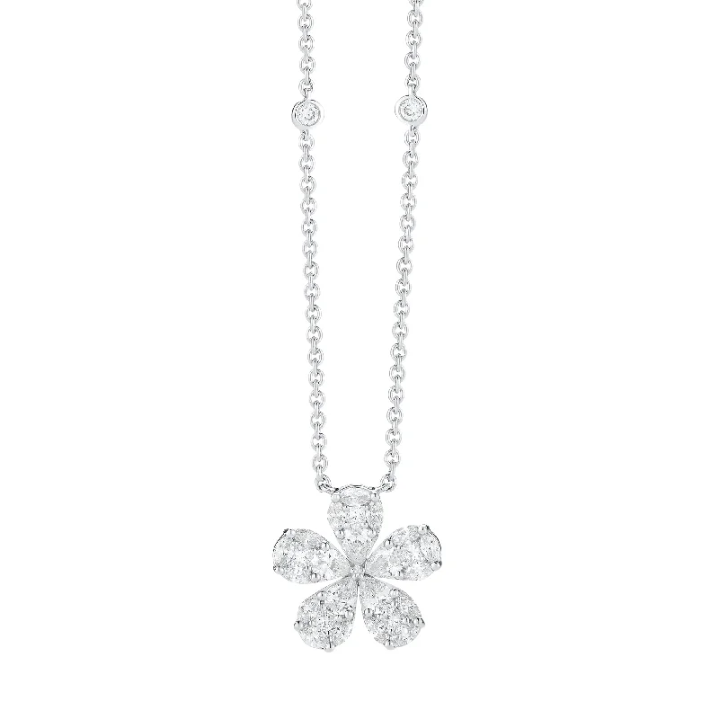 Women’s floral necklaces-Diamond Daisy Pendant Necklace