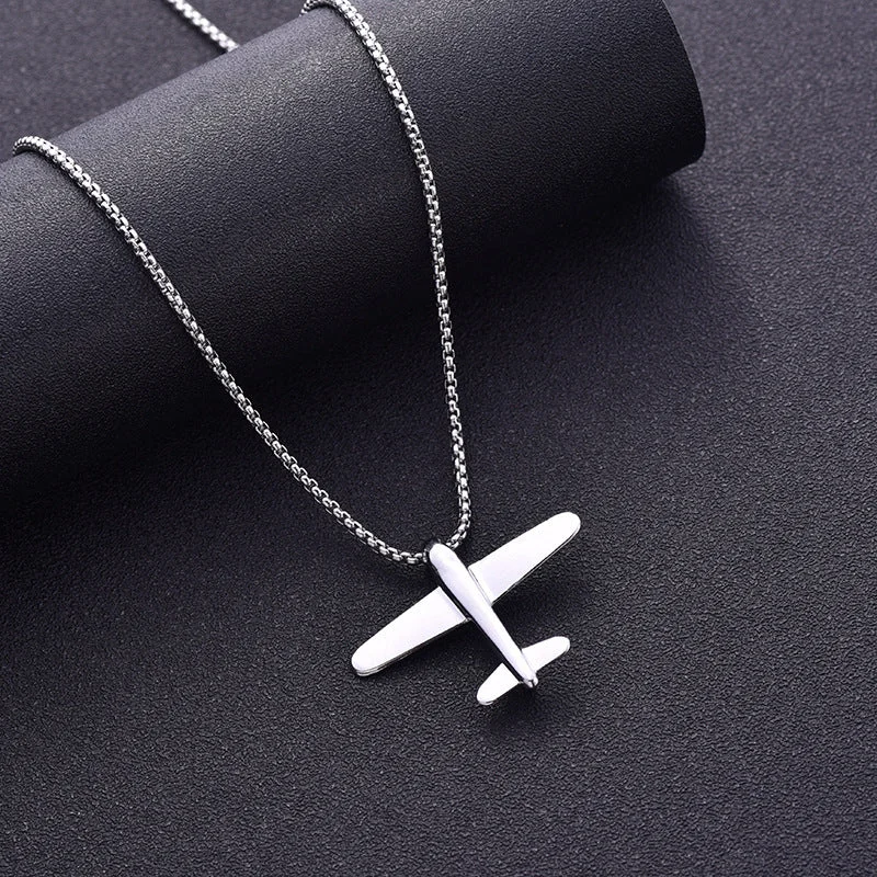 Glossy Aircraft Titanium Steel Necklace 70cm