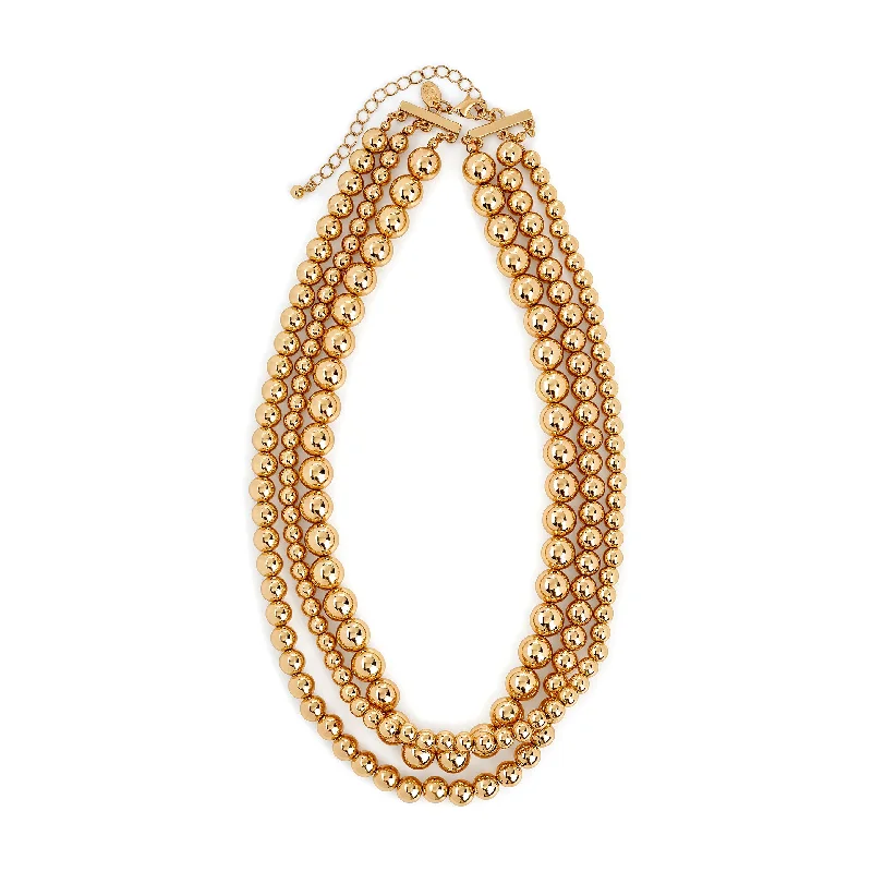 Women’s circle necklaces-Golden Bead Necklace