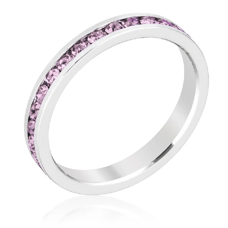 Women’s wedding band rings-Stylish Stackables With Lavender Crystal Ring Elegant Women's Jewelry