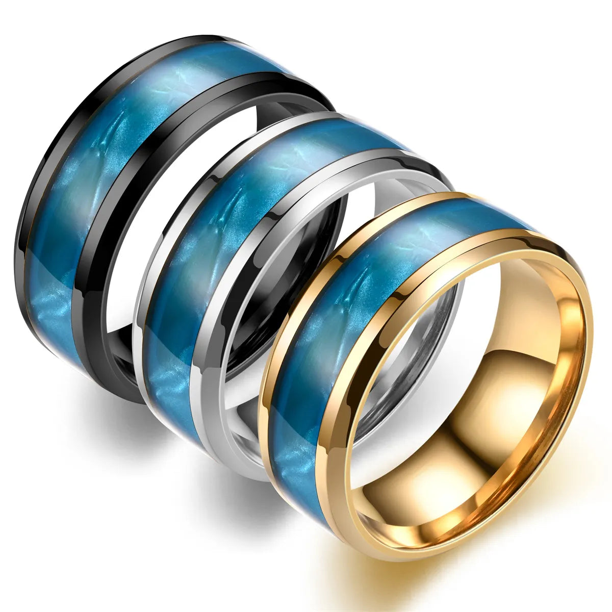 Women’s wedding rings with diamonds-Fashion Color Block Stainless Steel Rings 1 Piece