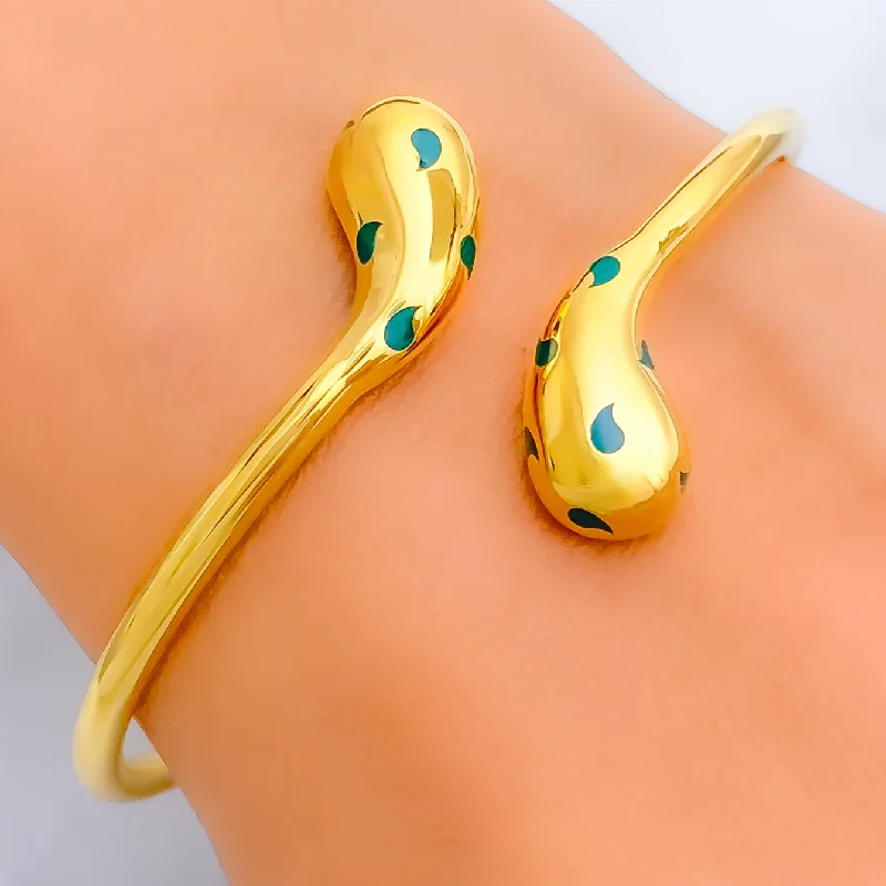 Women’s wrap bracelets-Versatile Adorned 21k Gold Open Bangle Bracelet