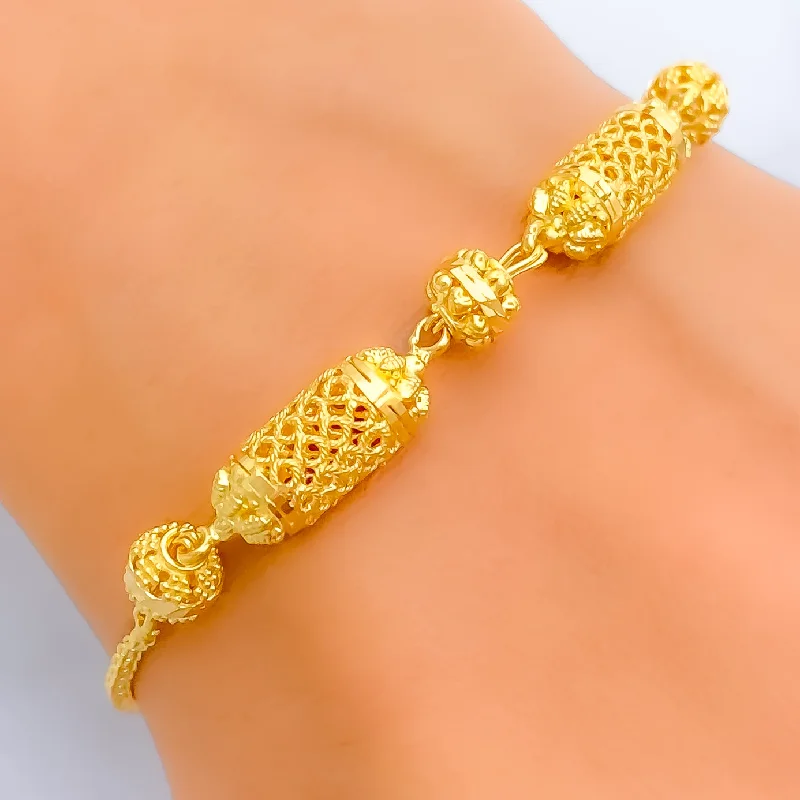 Women’s minimalist bracelets-Impeccable Embellished 22k Gold Barrel Bracelet