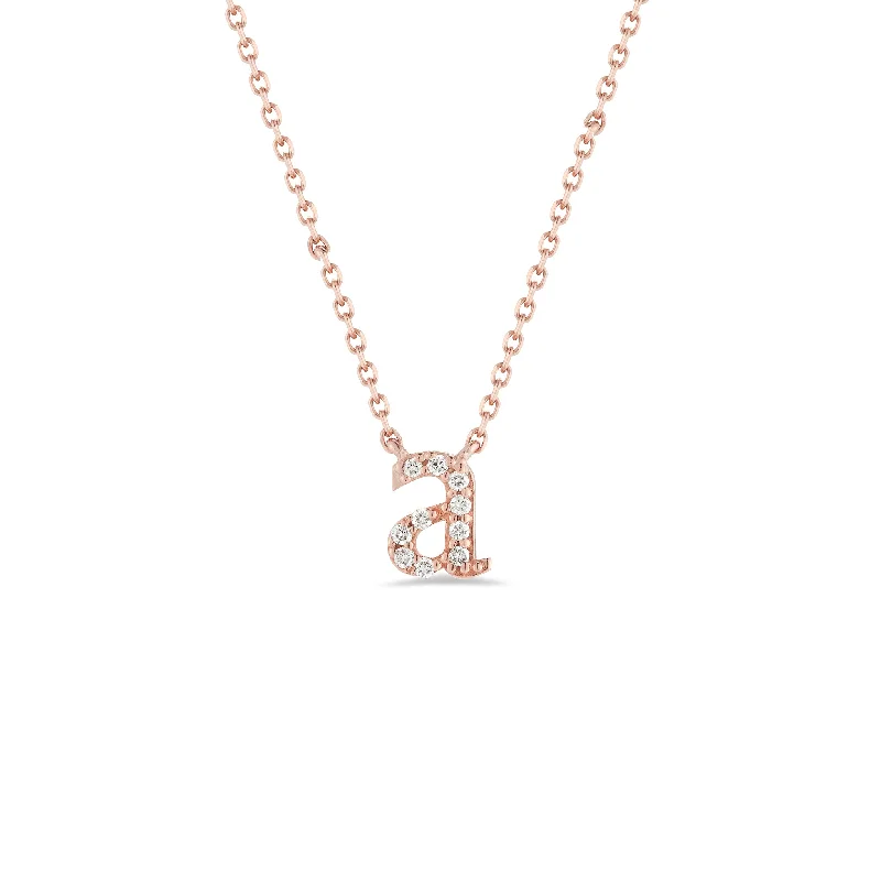 Women’s vintage-style necklaces-Diamond Mini Lowercase Initial Necklace