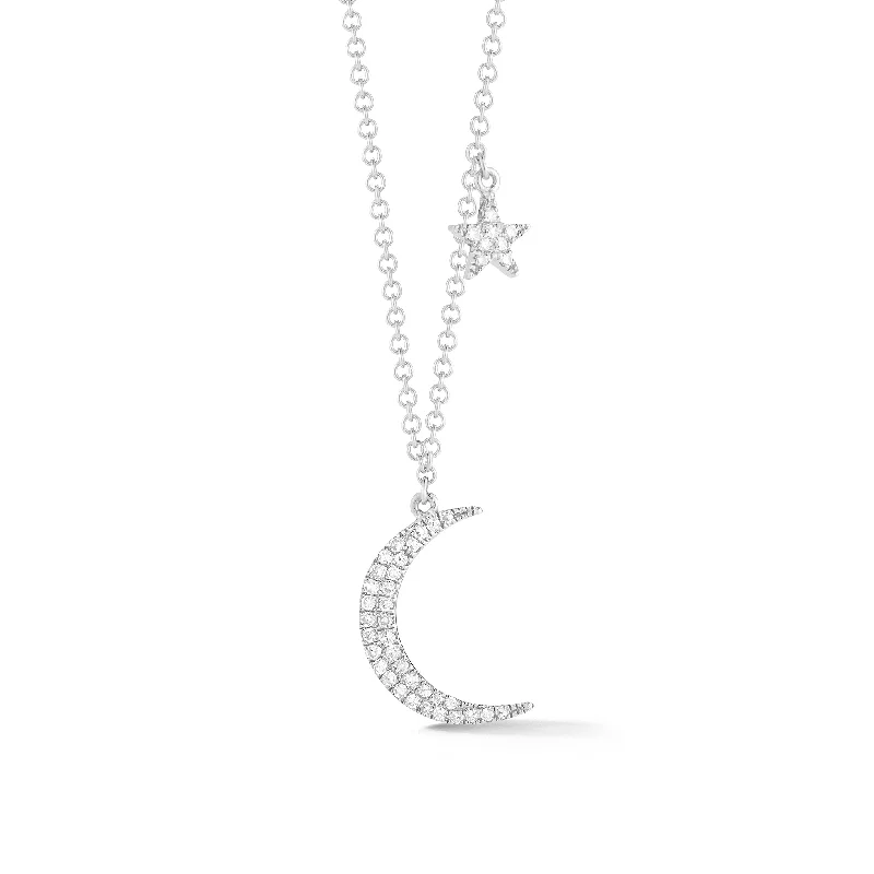 Women’s crystal necklaces-Diamond Moon & Star Necklace