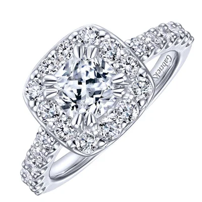 Women’s modern engagement rings-Gabriel Skylar Diamond Halo Engagement Ring Setting in 14kt White Gold (7/8ct tw)