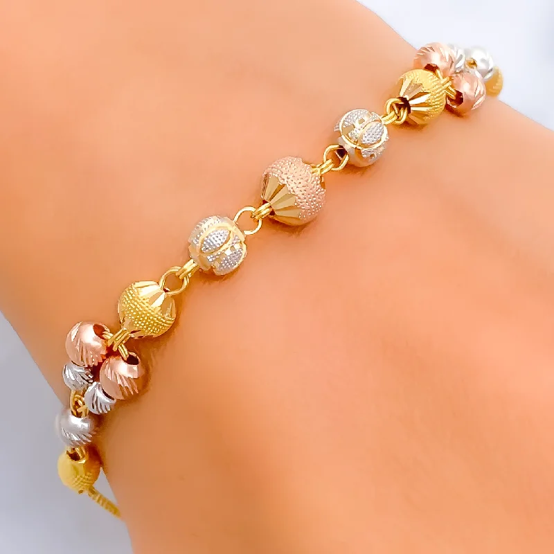 Women’s handmade bangles-Luminous Three-Tone 22k Gold Bracelet