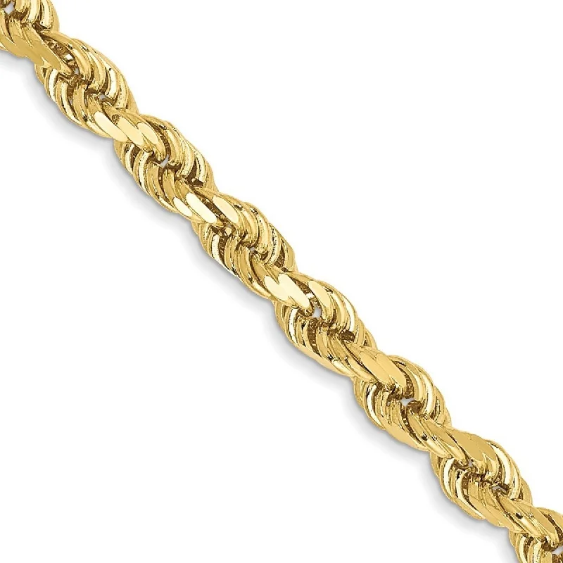 Women’s sterling silver bangles-Curata 10k Yellow Gold Solid 7" or 8" 3mm Sparkle Cut Rope Chain Bracelet