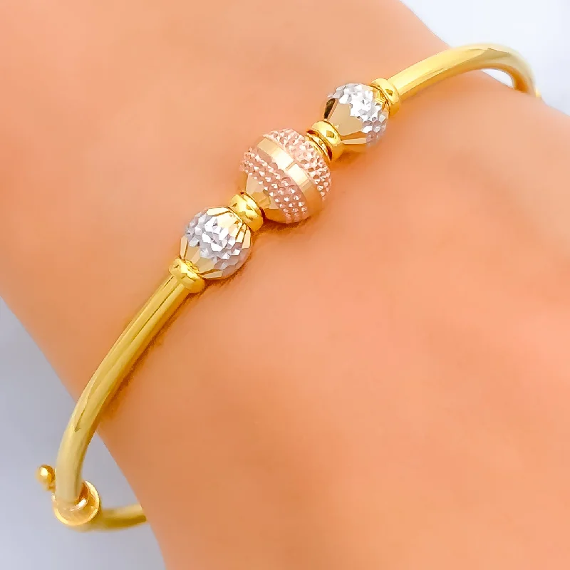 Women’s charm bangle bracelets-Delicate Poised 22k Gold Bangle Bracelet