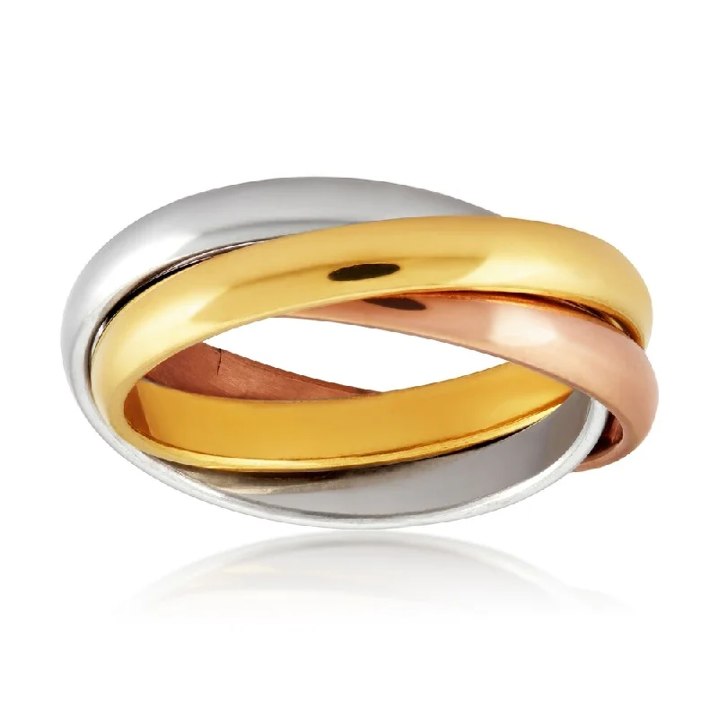 Women’s minimalistic rings-Women's Intertwined Triple Bands Tri-Color Stainless Steel Ring