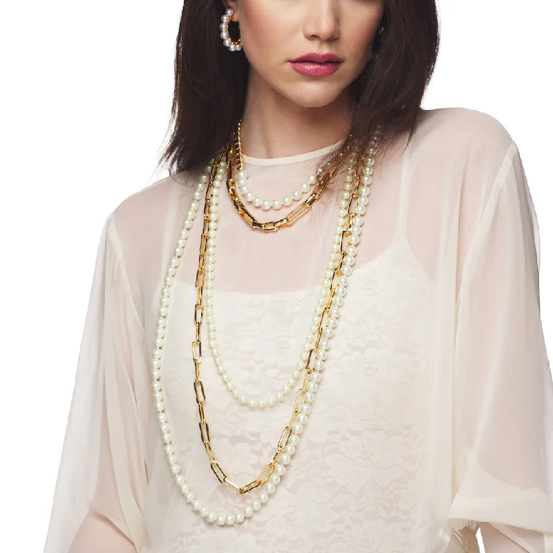 Women’s crystal necklaces-Gold Nest Necklace with Pearls