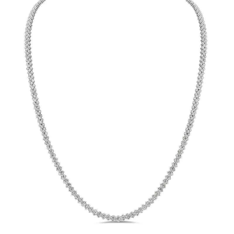 Women’s sapphire necklaces-Small Diamond Multi-Row Tennis Necklace