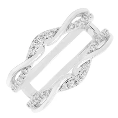 Women’s moissanite engagement rings-Diamond Wedding Ring Insert in 14kt White Gold (1/5ct tw)