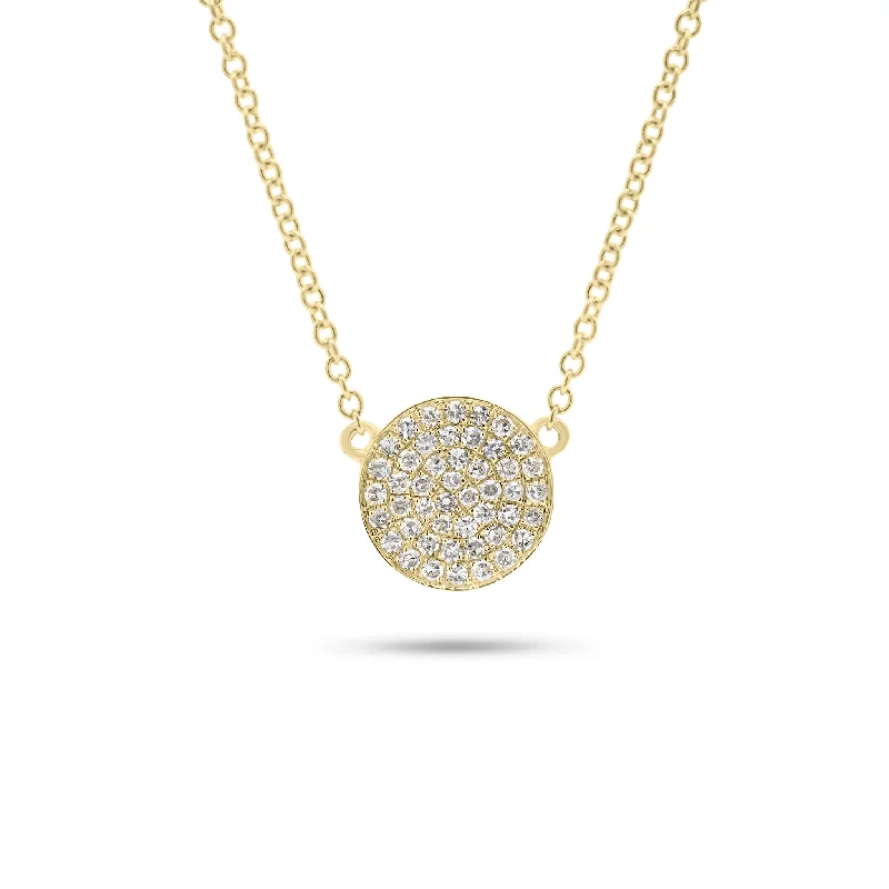 Women’s personalized charm necklaces-Mini Diamond Disc Pendant Necklace