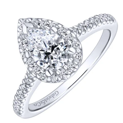 Women’s oval engagement rings-Gabriel Paige Diamond Halo Engagement Ring Setting in 14kt White Gold (1/3ct tw)