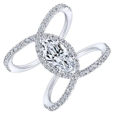 Women’s vintage style engagement rings with diamonds-Gabriel Aurora Diamond Engagement Ring Setting in 14kt White Gold (1/2ct tw)