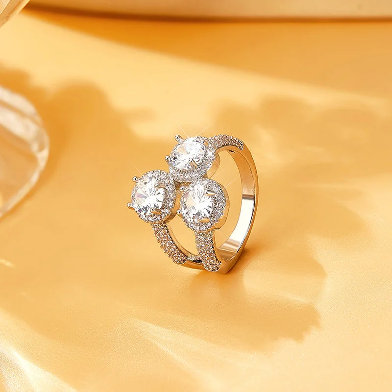 Three Zircon Ring