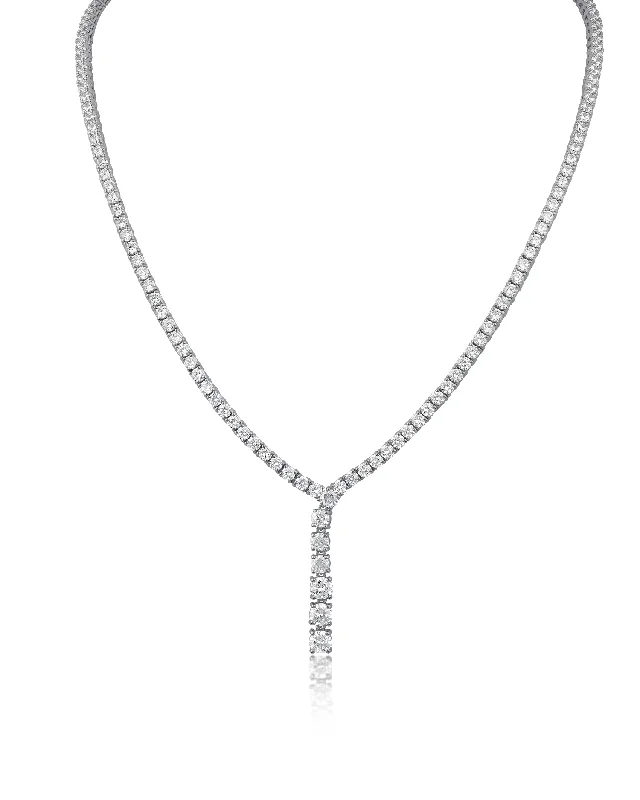 Women’s floral necklaces-Round-Cut Cubic Zirconia Tennis Necklace