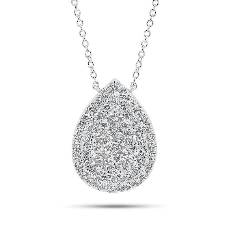 Women’s zodiac necklaces-Pave Diamond Teardrop Pendant Necklace