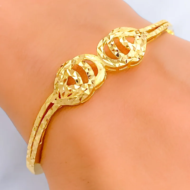 Women’s bangle bracelets-Golden Elegant 22k Gold Captivating Bangle Bracelet