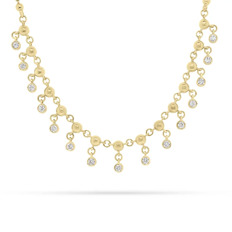 Women’s unique necklaces-Diamond Bezels Drip Necklace