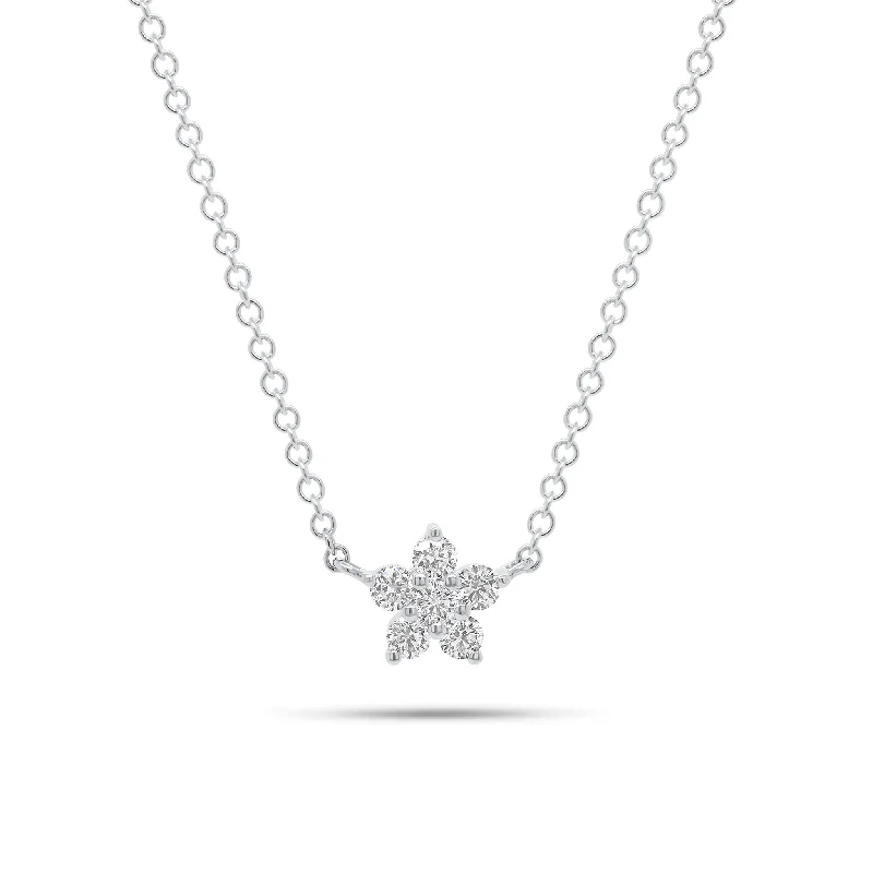 Women’s fashionable necklaces-Diamond Simple Flower Pendant Necklace