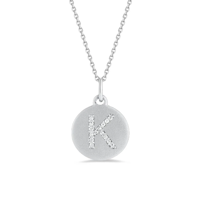 Women’s luxury necklaces-Diamond Initial Disc Pendant