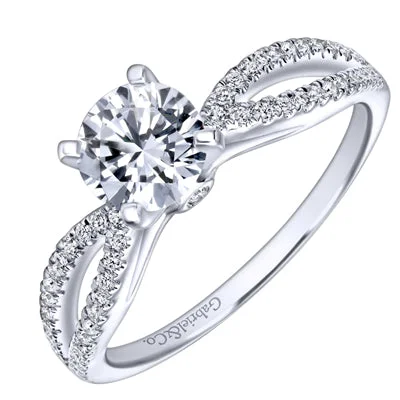 Women’s platinum solitaire engagement rings-Gabriel Elyse Diamond Engagement Ring Setting in 14kt White Gold (1/5ct tw)