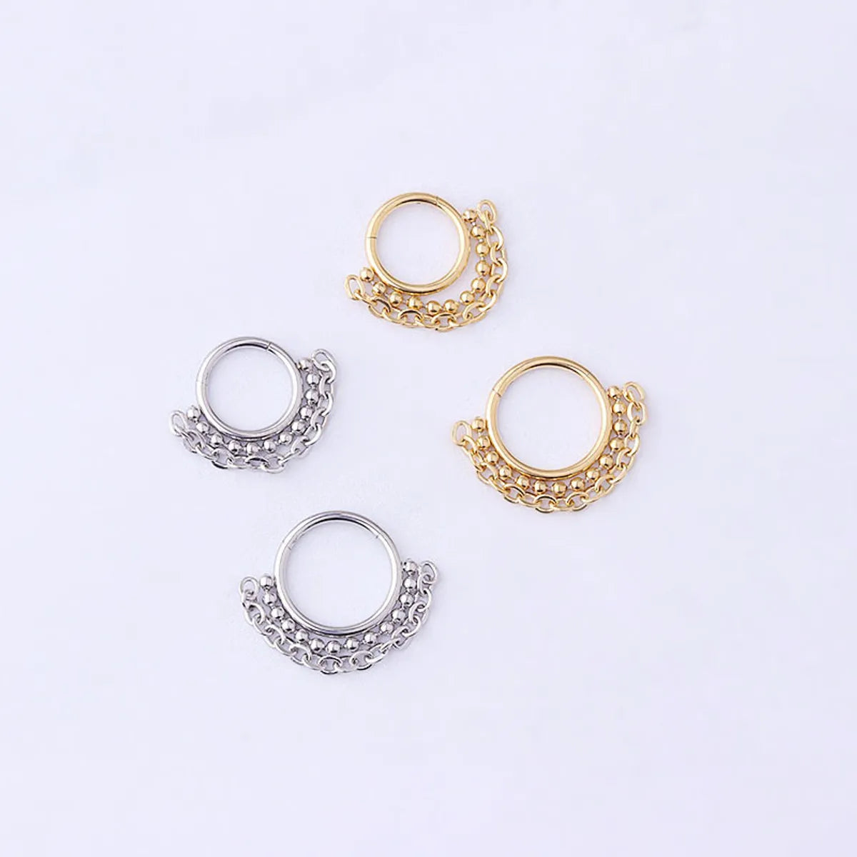 Women’s silver gemstone rings-Unisex Fashion Circle Stainless Steel Metal Nose Ring Plating No Inlaid