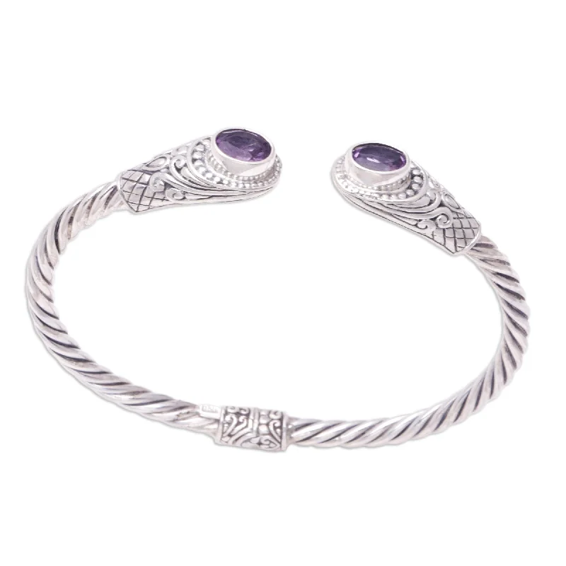 Women’s cuff bangles-Novica Handmade Graceful Custom Amethyst Cuff Bracelet