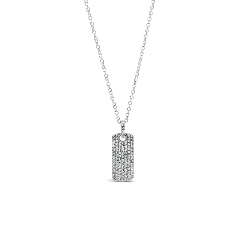 Women’s crystal necklaces-Diamond Dog Tag Necklace with Diamond Bail