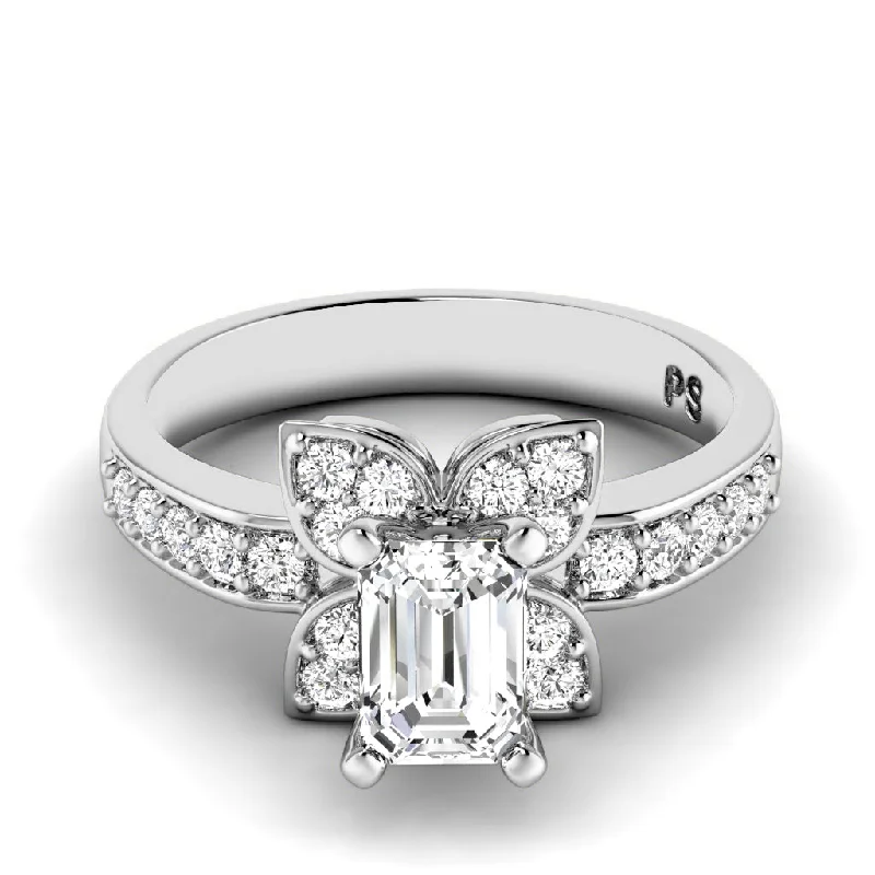 Women’s princess cut solitaire engagement rings-0.75-1.90 CT Round & Emerald Cut Diamonds - Engagement Ring