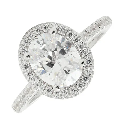 Women’s heirloom engagement rings-Martin Flyer Oval Diamond Engagement Ring Setting in 14kt White Gold (3/8ct tw)