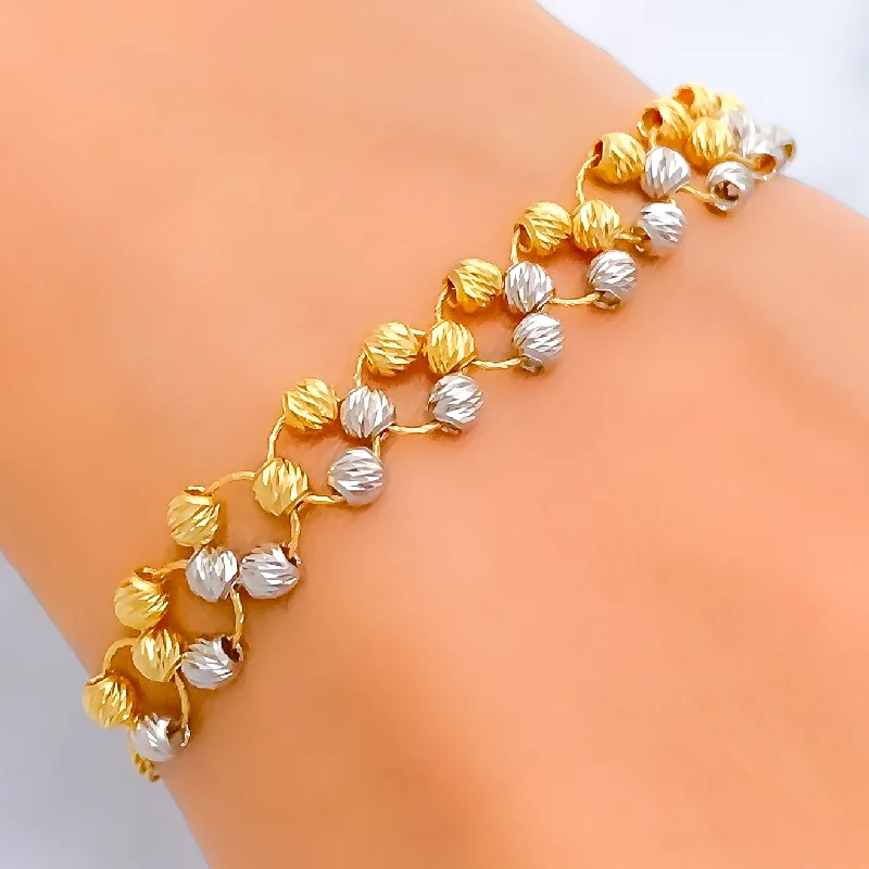 Women’s personalized charm bangles-Two-Tone Charming 22k Gold Bracelet