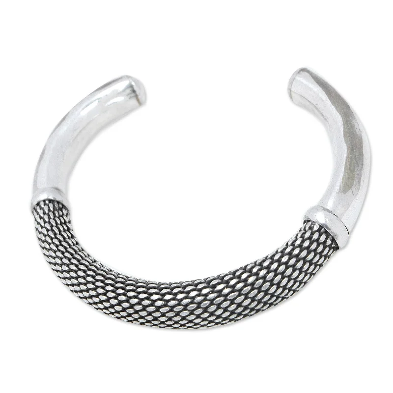 Women’s infinity bangle bracelets-Novica Handmade Feel Sterling Silver Cuff Bracelet