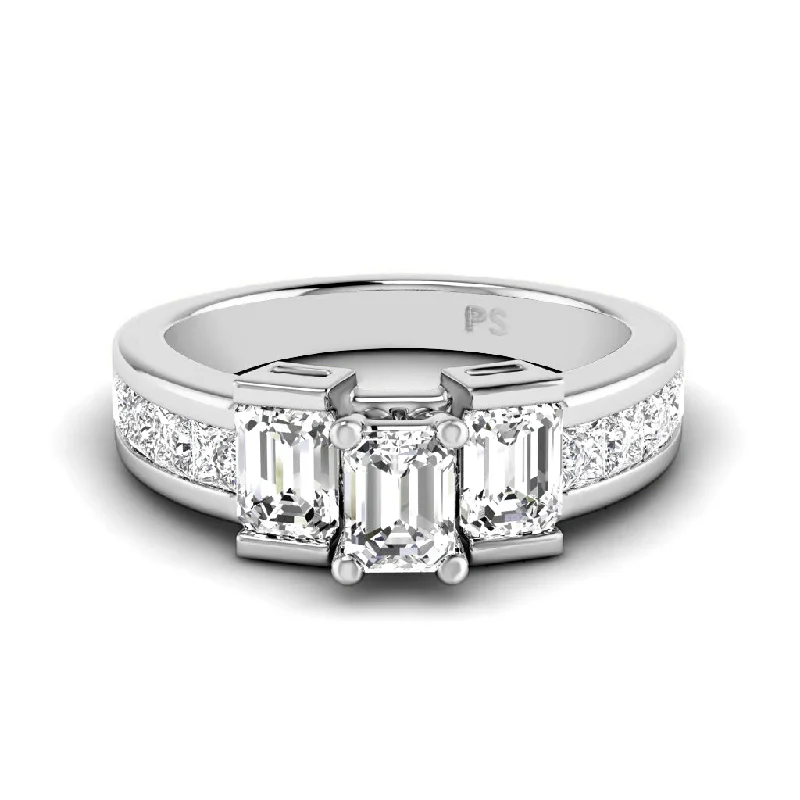 Women’s engagement rings with rose gold accents-1.65-2.80 CT Princess & Emerald Cut Diamonds - Engagement Ring