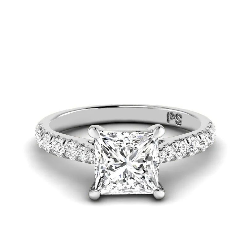 Women’s romantic halo engagement rings-0.85-3.35 CT Round & Princess Cut Lab Grown Diamonds - Engagement Ring