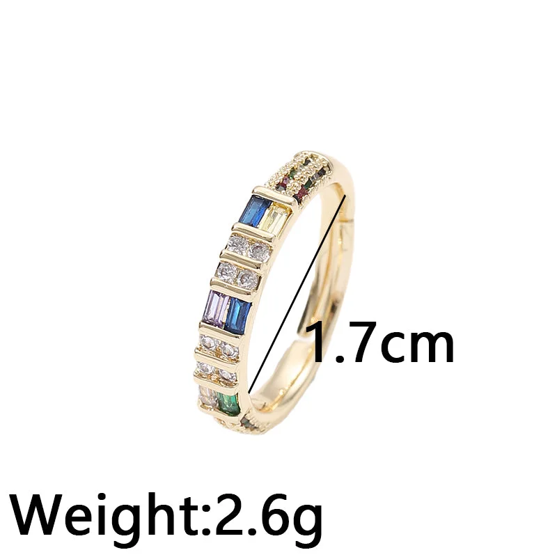 Women’s double stone rings-Casual Elegant Geometric Copper Inlay Zircon Open Rings