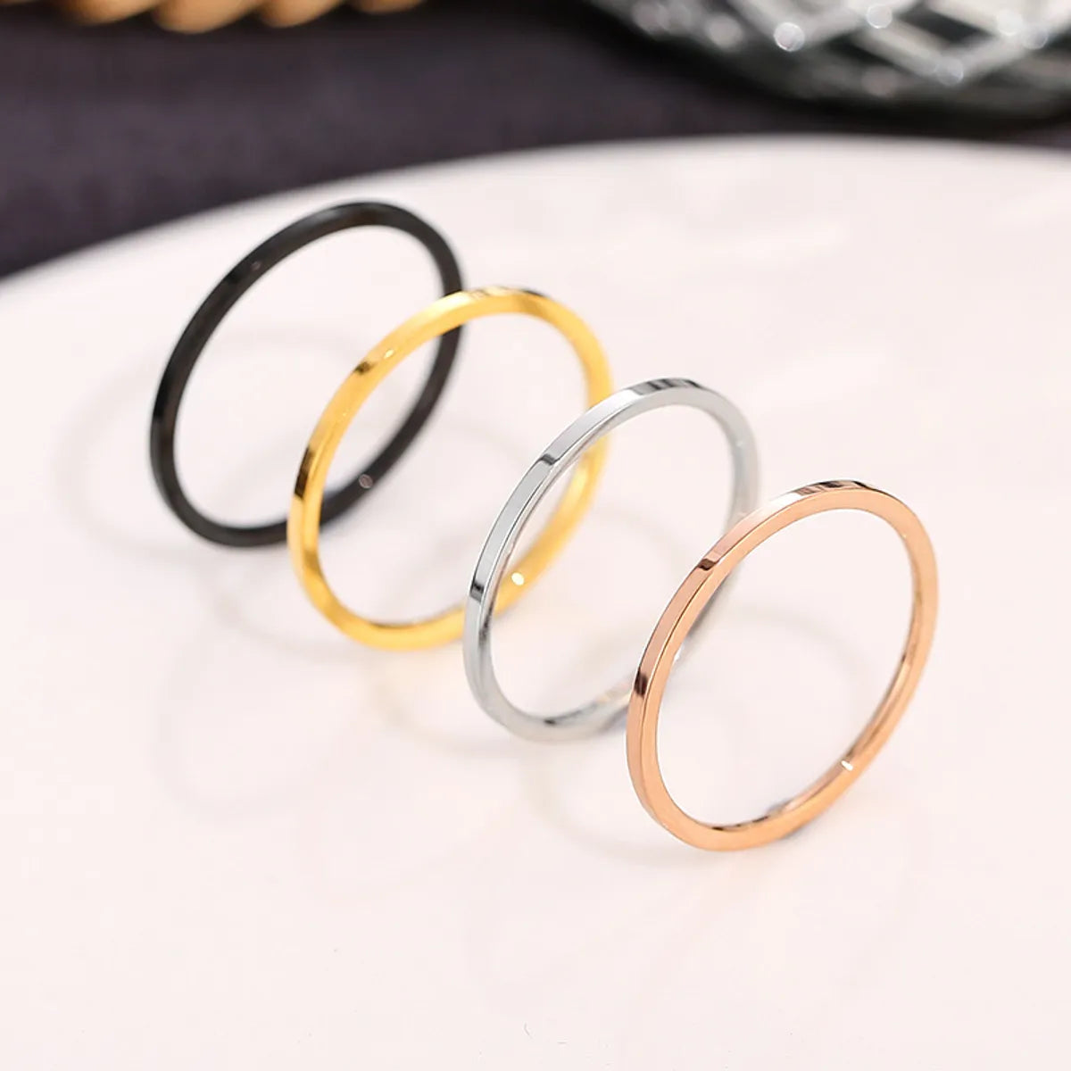 Women’s gemstone rings-Simple Style Solid Color Titanium Steel Plating Rings 1 Piece