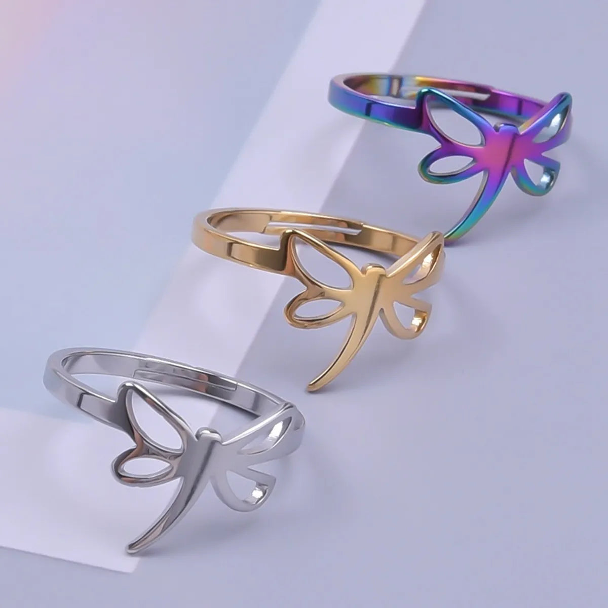 Women’s engraved rings-Commute Solid Color Bow Knot Stainless Steel Plating Gold Plated Rings