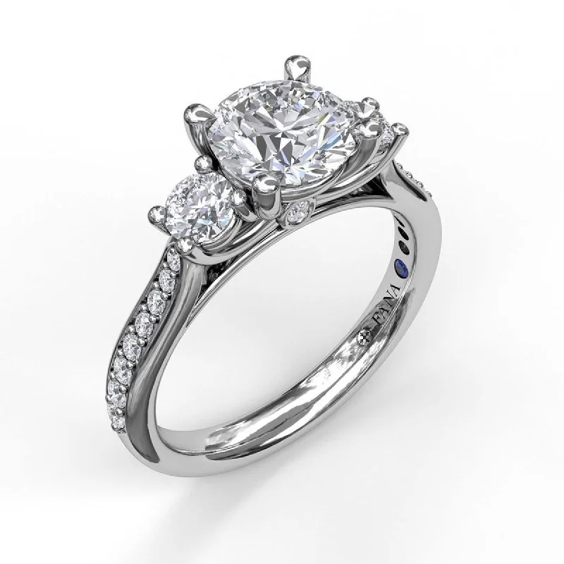 Women’s luxury engagement rings-Fana Classic Three Stone Diamond Engagement Ring Setting in 14kt White Gold (1/2ct tw)