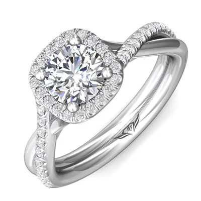 Women’s two-tone engagement rings-Martin Flyer Diamond Engagement Ring Setting in 14kt White Gold (3/8ct tw)