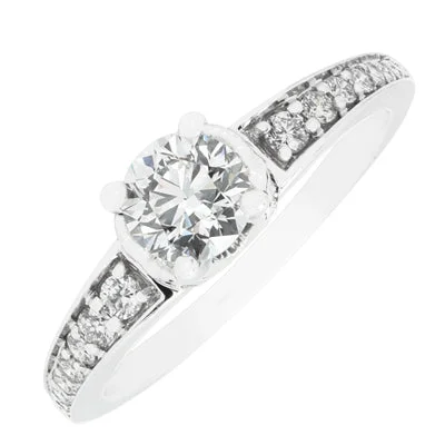 Women’s princess cut engagement rings-Estate Diamond Engagement Ring in 14kt White Gold (1ct tw)