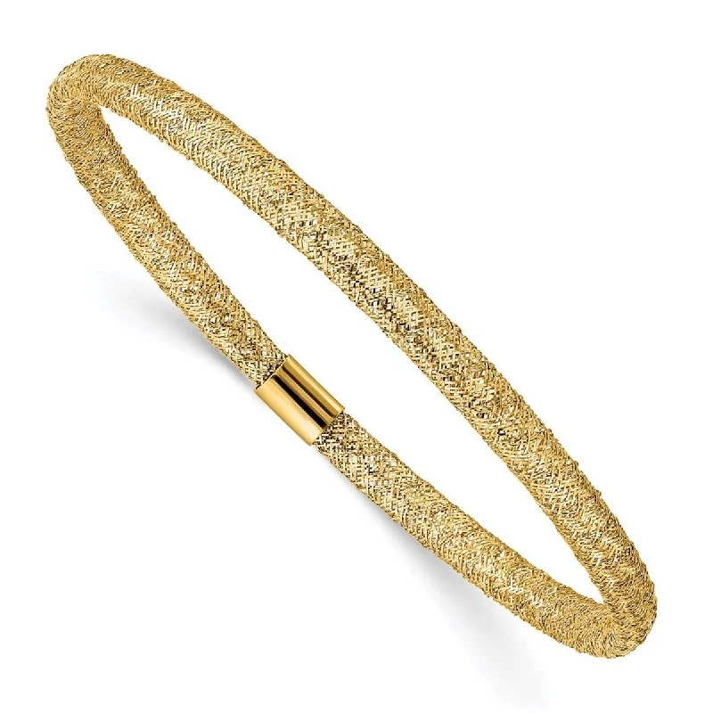 Women’s statement cuff bracelets-Curata 14k Yellow Gold Stretch Mesh Bracelet