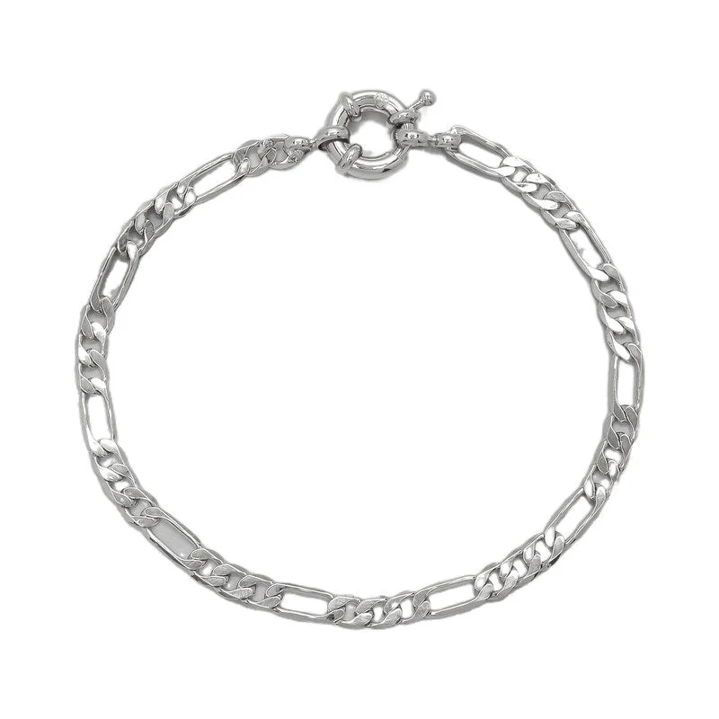 Women’s modern bracelets-Victoria Townsend Small Fine Silver Plated Figaro Bracelet-7.5"