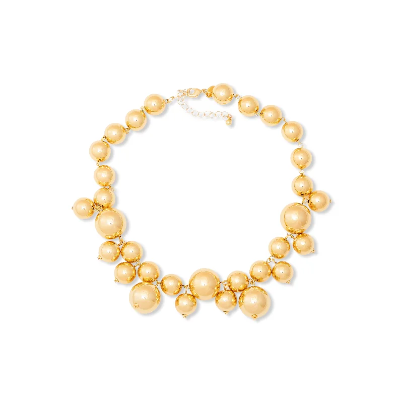 Women’s statement chain necklaces-Polished Gold Round Bead Necklace