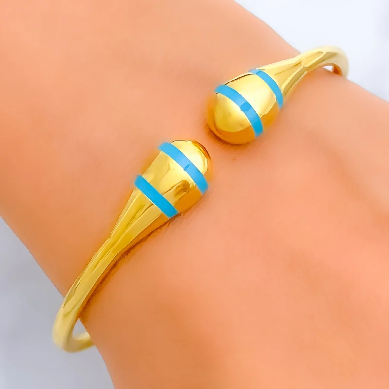 Women’s sterling silver bangles-Eternal Radiant Striped 21k Gold Bangle Bracelet