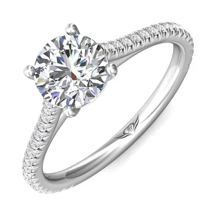 Women’s engagement rings with side stones-Diamond Engagement Ring Setting in 14kt White Gold (1/5ct tw)