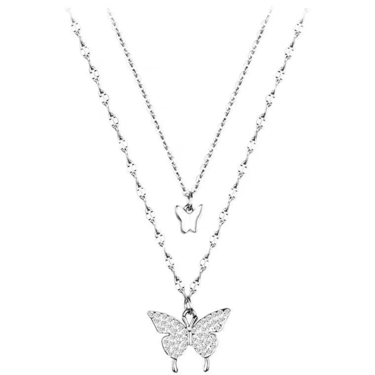 B39 Six-Claw Diamond Silver Necklace